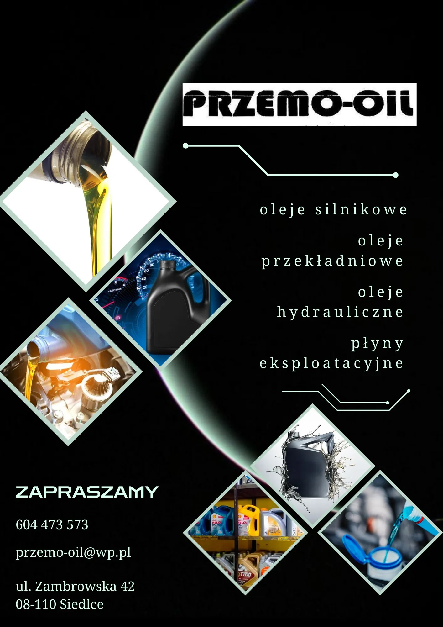 Przemo-Oil - kolaż produktów, zapraszamy do sklepu w Siedlcach